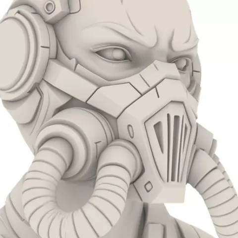 Cyber Breathing Soldier – Futuristic Sci‑Fi Masked Bust / Cyber‑Atemsoldat – Futuristische Sci‑Fi‑Büste