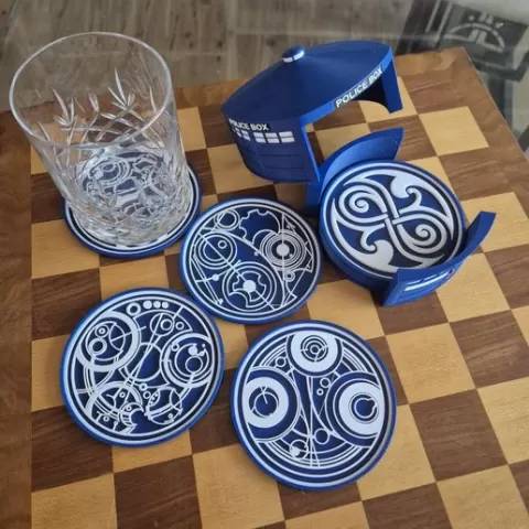 Time Lord Coasters with Tardis Case