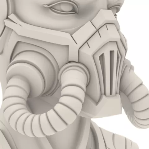 Cyber Breathing Soldier – Futuristic Sci‑Fi Masked Bust / Cyber‑Atemsoldat – Futuristische Sci‑Fi‑Büste