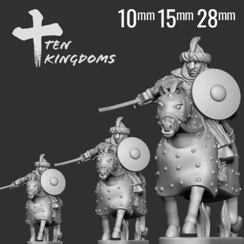 10mm, 15mm and 28mm Islamic Armoured General Armoured Horse by Ten Kingdoms Miniatures