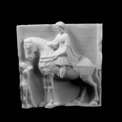 Man on Horse Relief at the Torre del Gardello, Vienna by Scan The World
