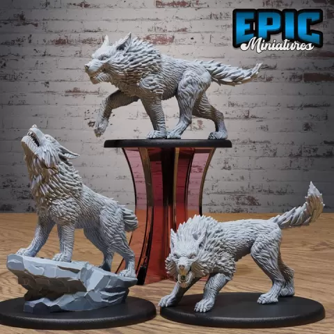 Dire Wolf Set / Winter Wolf / Norse Beast / Wild Animal / Northern Predator / Forest Mountain Encounter by Epic-Miniatures