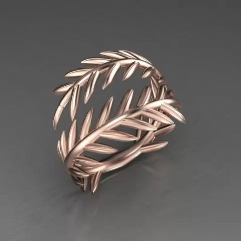 olive leaf bypass gold ring