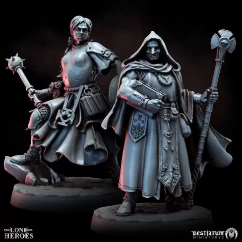 Patrius and Esmeria, the Mendicant Clerics | Humans | Hero by Bestiarum Miniatures