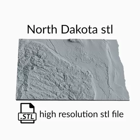 USA State of North Dakota Topographic Map - 3D Terrain Elevation - Relief Map - Topography of North Dakota by Robin Schmezko