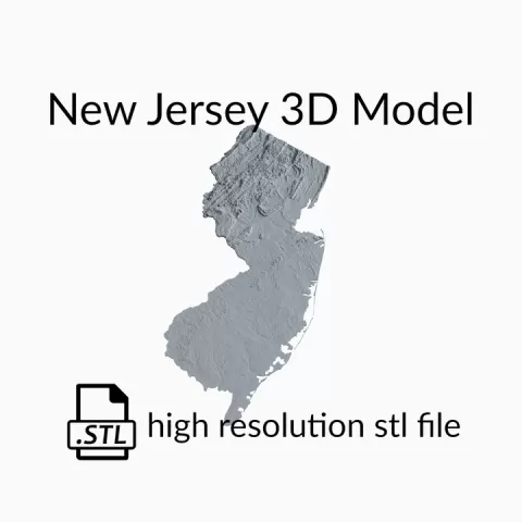 USA State of New Jersey Topographic Map - 3D Terrain Elevation - Relief Map - Topography of New Jersey by Robin Schmezko