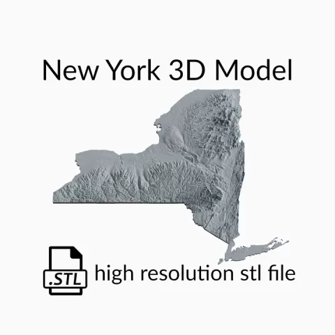 USA State of New York Topographic Map - 3D Terrain Elevation - Relief Map - Topography of New York by Robin Schmezko