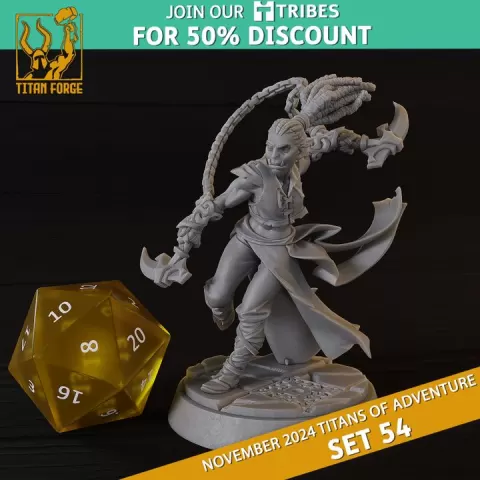 Orc Female Rogue - RPG Hero Character D&D 5e - Titans of Adventure Set 54 by Titan Forge Miniatures