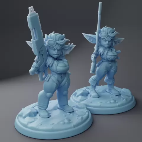 Quinn the Goblin | Outfit Variants ( Female Goblin Artificer / Gunner / Ranger / Fighter ) by Twin Goddess Miniatures
