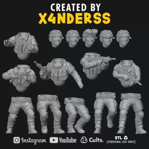 [X4NDERSS 1⁄48] MILITARY SET 28 (BRITISH) • MODERN WARFARE • ARMY • MODULAR • LEGION SCALE • SOLDIER • SOLDIERS • MARINE • EASTERN • BATTLEFIELD • ENGLAND • COD • GHOST • MIDDLE EAST • ROYAL SPEC OPS • ISRAEL • MINIATURE • 3D PRINT • PRINTING •