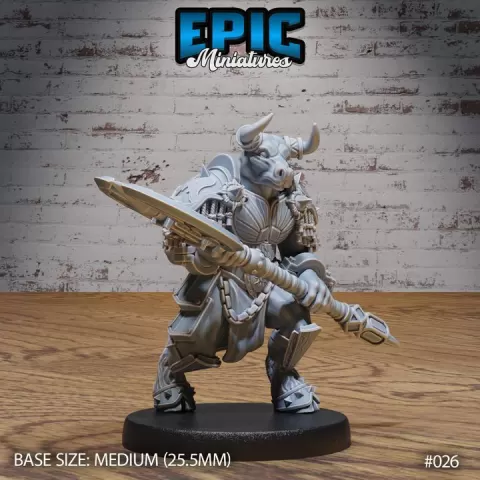 Minotaur Tribe Battle Axe / Minotaurfolk / Taurus Folk Warrior / Bulky Horned Fighter / Bull Human Minotaur Hybrid Beast / Ancient Greek Monster / Roman Myth Animal / Olympian Encounter by Epic-Miniatures