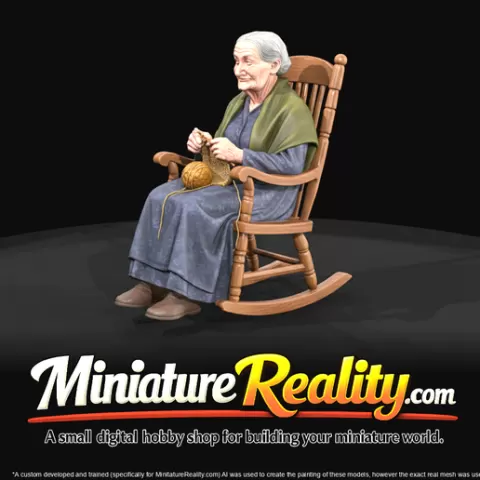 Old Woman in rocking chair (1860s) - HO 1:87 Master STL (print at any scale)