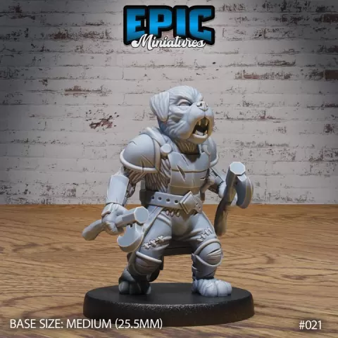 Dog Tribe Axe / Dogfolk / Hound Folk Warrior / Paw Fighter / Werewolf Beast / Were Canine / Wild Jackal Animal / Encounter by Epic-Miniatures