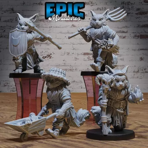 Cat Tribe Warrior Set / Catfolk / Feline Warrior / Claw Fighter / Werejaguar Beast / Were Puma / Wild Tiger Lion Animal / Encounter by Epic-Miniatures
