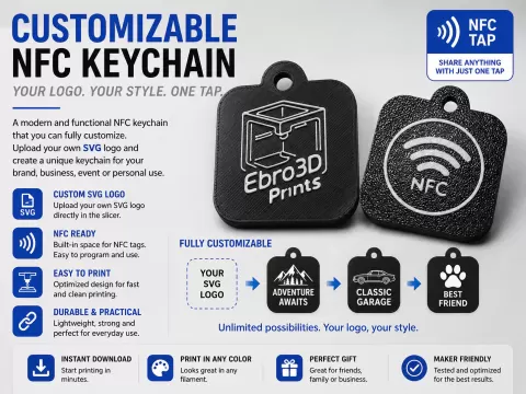 NFC Keychain Fully Customizable with your SVG Logo
