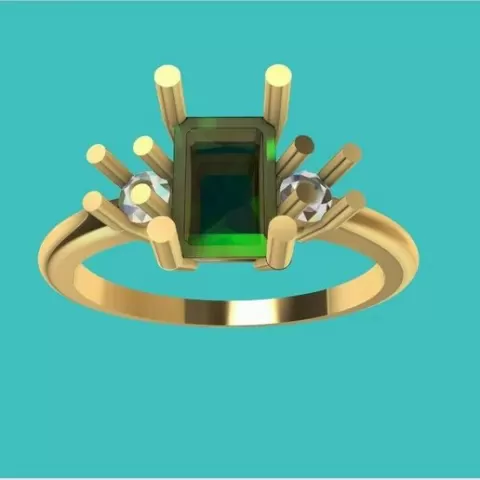 Emerald and diamond ring
