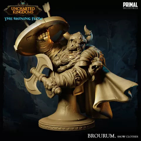 Dwarf - Brourum Axedelver - Snow Clothes - Bust - May 2024 - Uncharted Kingdoms by PRIMAL Collectibles