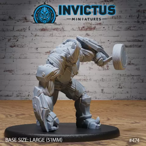 Rhino Cyborg Attack / Cyberpunk Criminal Rhinocero Construct / Horned Supervillain Robot / Galactic Pirate / Space Bandit / Cosmic War Alien / Star Battle Army / Evil Corsair / Sci-Fi Encounter by Epic-Miniatures