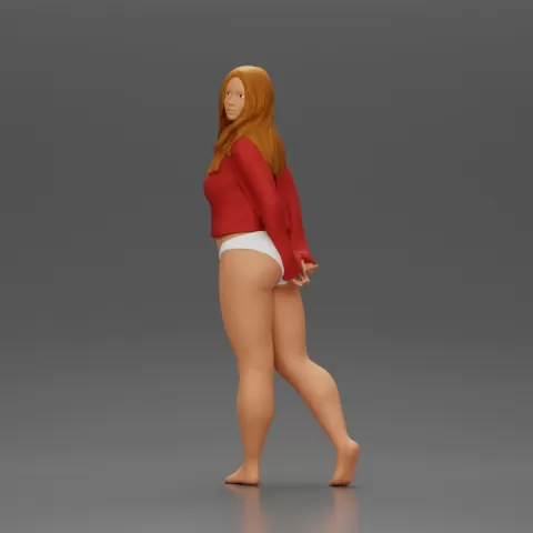 sexy girl in bikini and shirt walking and posing by 3DGeschaft Miniatures Figures