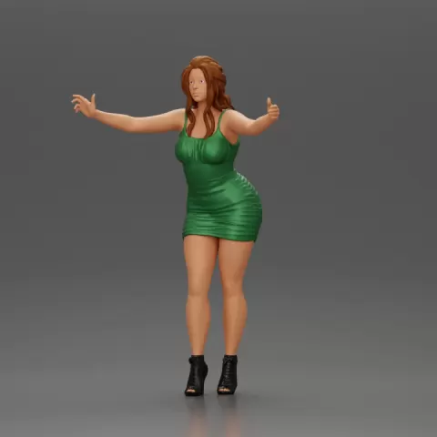 Sexy Girl in Dress and Heels Standing in Front of a Mirror by 3DGeschaft Miniatures Figures