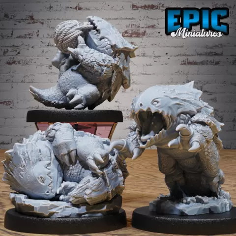 Baby Bulette Set / Landshark Beast / Magical Creature / Guard Drake / Burrowing Predator / Land Shark / Stone Wolf / Classic Mountain Monster by Epic-Miniatures