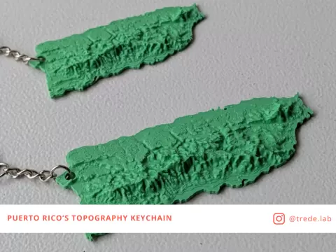 Puerto Rico topographical map keychain