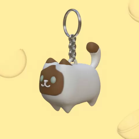 Chubby Siamese Cat Keychain by UniQrint