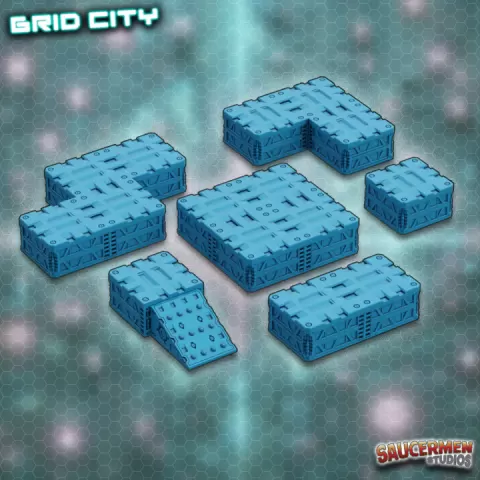 Grid City - Half Height Platforms by Saucermen Studios