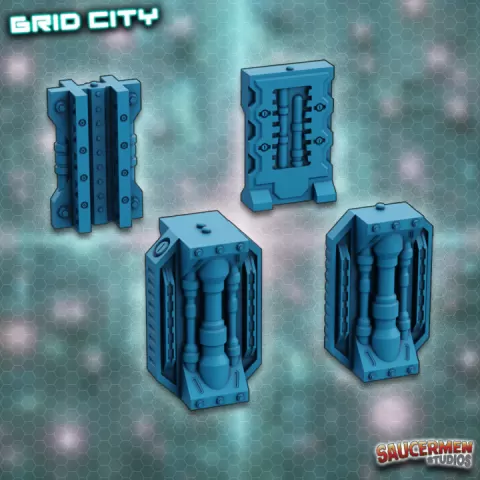 Grid City - Support Pillars by Saucermen Studios