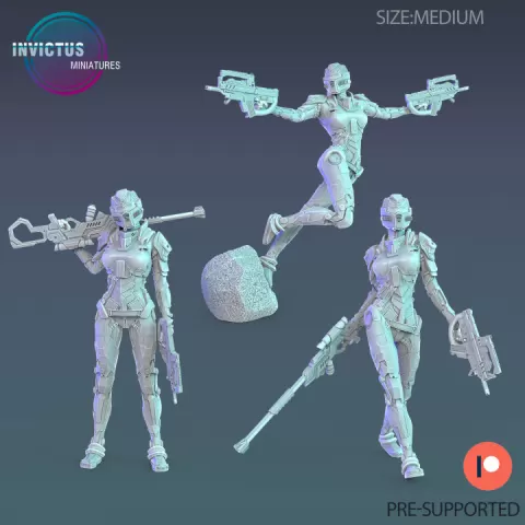 Netrunner Girl Set / War Device Hacker / City Officer / Cyberpunk Warrior / Alien Soldier / Mysterious Colonist / Space Assasin / Cosmic Invasion / Trooper Attack / Human Settler / Sci-Fi Encounter by Epic-Miniatures