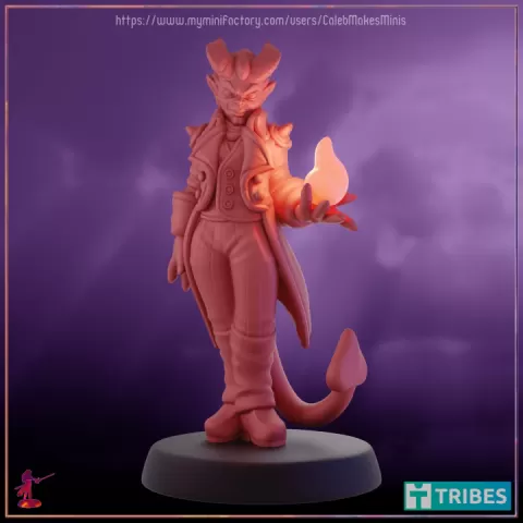 "Hazel" - Tiefling Sorcerer (Lineage of Diabolus) [PRE-SUPPORTED] | Tiefling Series by Caleb Makes Minis