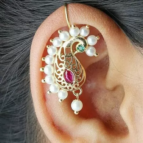 VAMA Pink Gold Plated Base Metal and Cubic Zirconia Bugadi Earring for Women