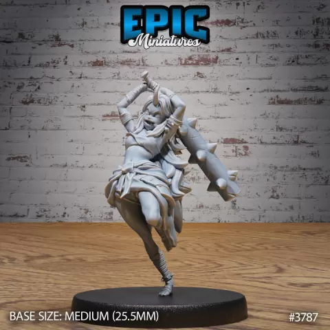 Blue Oni Girl Jump / Japanese Yokai / Samurai Woman / Tortured Soul / Evil Spirit / Blade Master / Devil Warrior / Demonic Humanoid by Epic-Miniatures