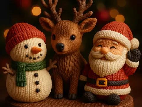 Knitted Christmas Trio - MakeItCute