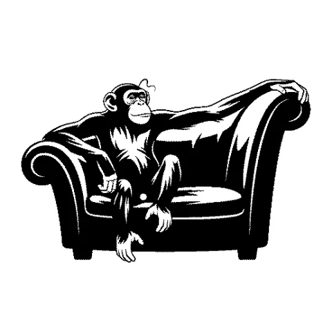 Chimp on Couch Silhouette Wall Art
