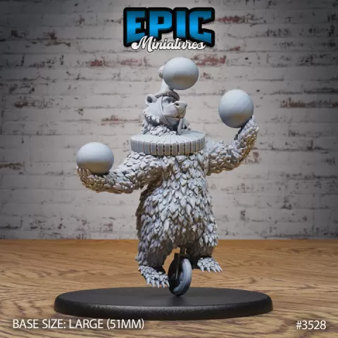 Circus Bear Monocycle / Carnival Grizzly Artist / Funfair Wild Animal Performer / Mysterious Circus Resident / Evil Beast / Cabinet Master by Epic-Miniatures