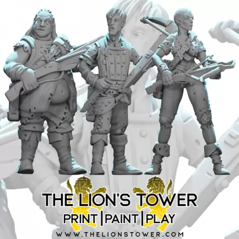 Human Crossbow Bandits (set of 3 presupported miniatures) by The Lion's Tower Adventurers Guild