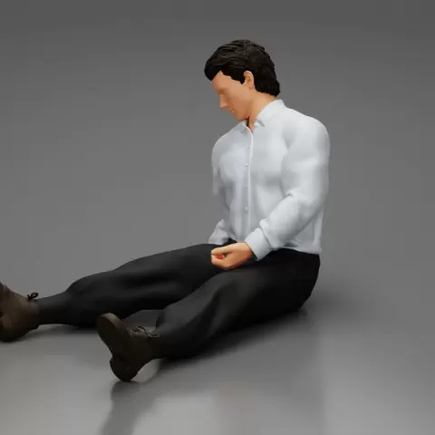 Accident of a male worker sitting on the floor with an injured by 3DGeschaft Miniatures Figures