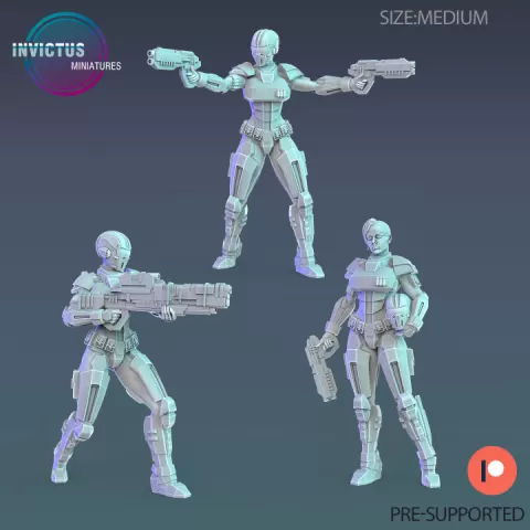 Galactic Police Female Set / Alien Ship Officer / Warship Soldier / Headhunter / Cyberpunk Warrior / Cosmic Invasion Army / Trooper Attack / Sci-Fi Encounter by Epic-Miniatures