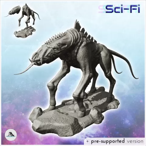 Alien creature with four legs and outstretched tongue (6) - SF SciFi wars future apocalypse post-apo wargaming wargame by Hartolia Miniatures