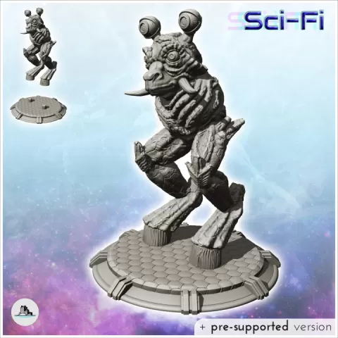 Alien creature with round antennas and no arms (4) - SF SciFi wars future apocalypse post-apo wargaming wargame by Hartolia Miniatures