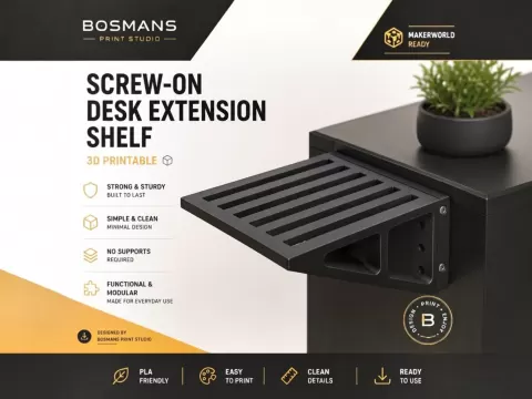Screw-On Desk Extension Shelf | Ventilated bottem