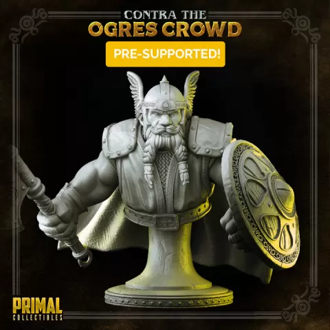 Dwarf - Azaghal - Bust - CONTRA THE OGRES CROWD - MASTERS OF DUNGEONS QUEST by PRIMAL Collectibles