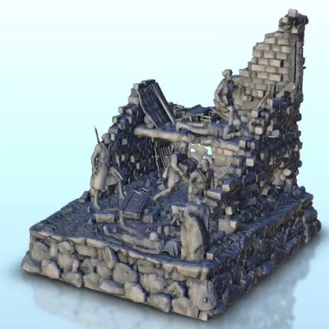 Ruin of house with Russian world war defenders 9 - Modern WW2 Eastern Front USSR Moscow Stalingrad by Hartolia Miniatures