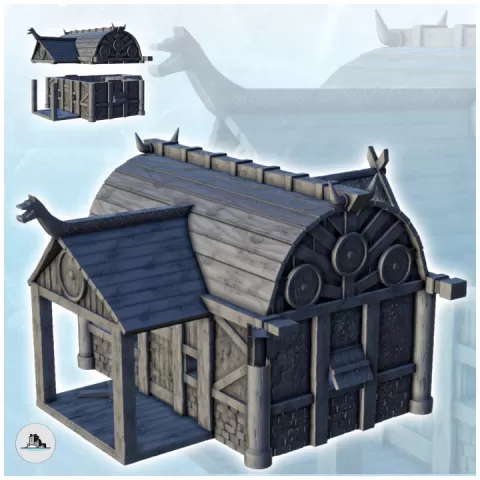 Scandinavian house with large canopy and ornaments (9) - Alkemy Lord of the Rings War of the Rose Warcrow Saga by Hartolia Miniatures