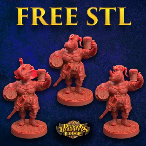 FREE Giff, Loxodon, & Rhinofolk Brewer STL| PRESUPPORTED | Dragon Trappers Lodge by The Dragon Trappers Lodge