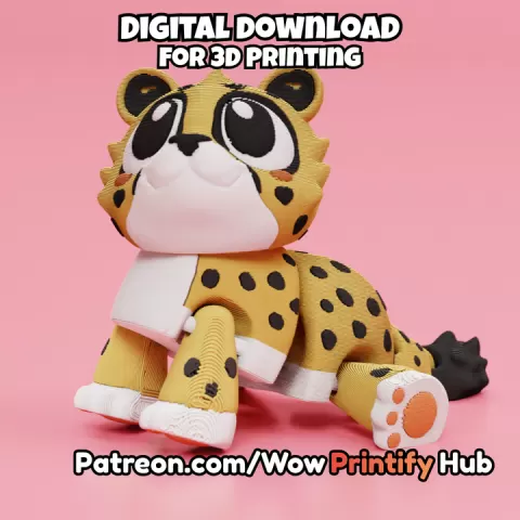 Articulated Cheetah STL & 3MF – Flexi Print in place animal (Fidget Toy) by WowPrintifyHub