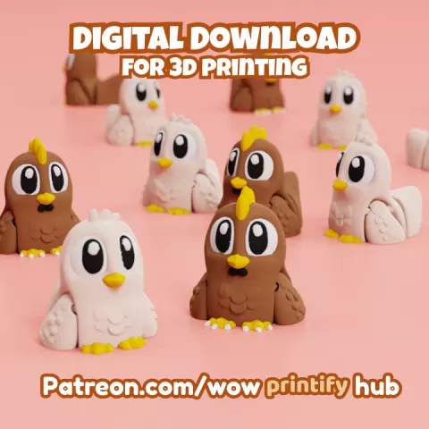 Articulated Chicken/Duck STL & 3MF – Flexi Print in place animal (Fidget Toy) by WowPrintifyHub