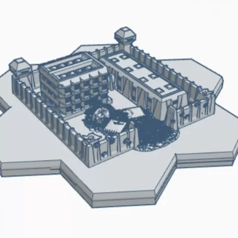 Ruined Security Complex Hex Map Scale HMSMilR015 by Wargame Forge