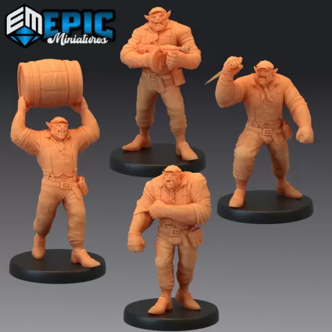 Orc Henchman Set / Green Skin Gangster / Mafia Stooge / Hidden Killer by Epic-Miniatures